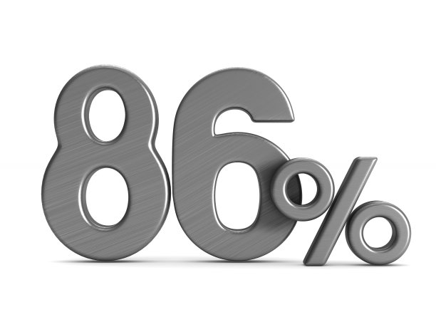 86%是白色背景。孤立的3 d演示图片下载