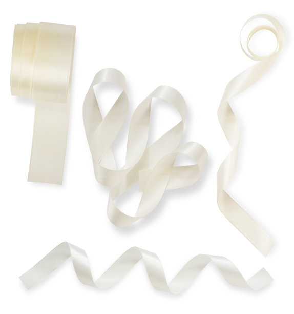 一套白色缎带平面设计孤立在白色背景图片下载