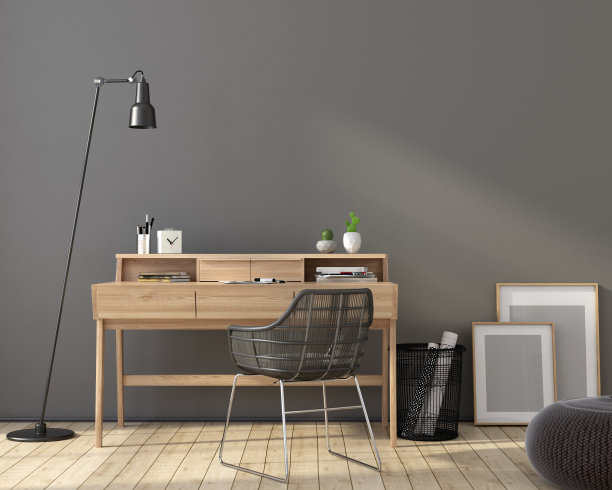 工作场所的内部采用灰色调素材图片