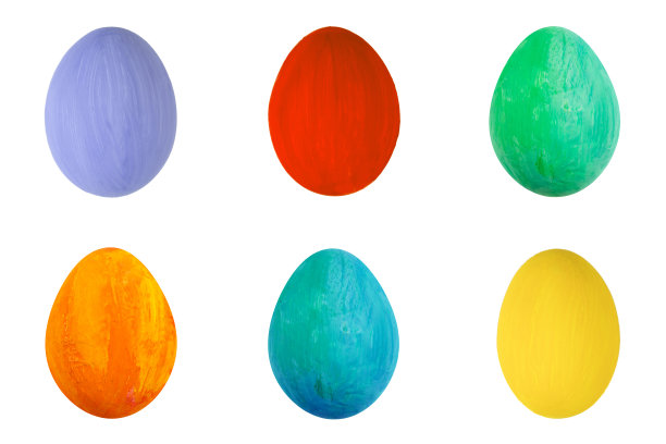 彩色鸡蛋孤立的白色背景。复活节快乐手工彩绘彩蛋宏，集图片下载