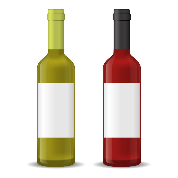 逼真详细的3d酒瓶设置。向量素材图片