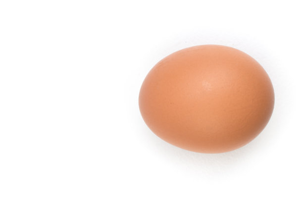 一个单独的棕色鸡蛋分离在白色上。俯视图图片下载