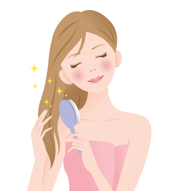 美丽的年轻女子正在梳理她的长发。护发美容理念图片下载