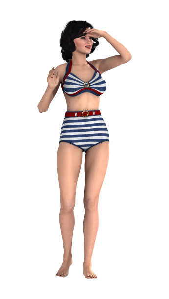 3D插图复古海报女郎在白色图片下载