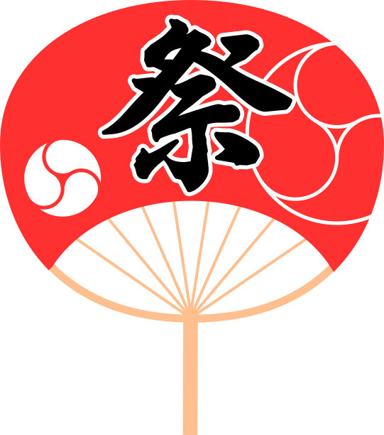 喜庆圆纸红扇图片下载