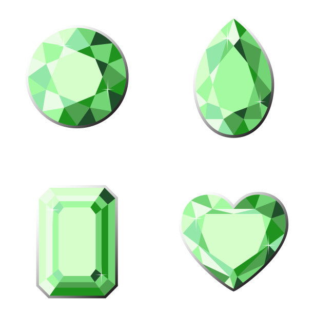 一套宝石与不同类型的切割。图片下载