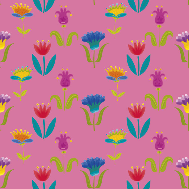 郁金香无缝模式。向量。图片下载