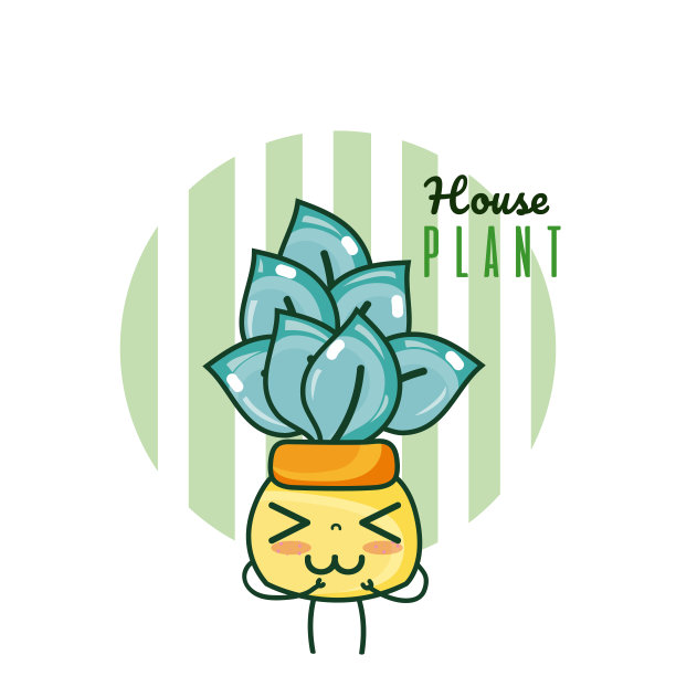 可爱的室内植物卡哇伊卡通图片下载