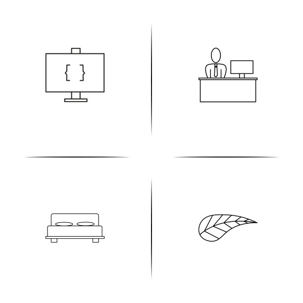 家具简单线性图标设置。简单的轮廓图标图片下载