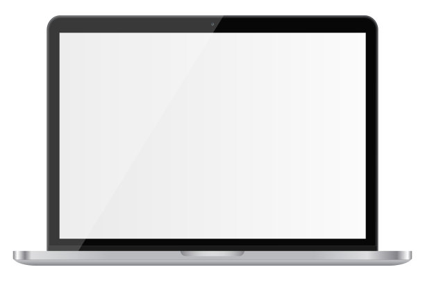 光滑的笔记本电脑与空白屏幕隔离在白色背景。图片下载