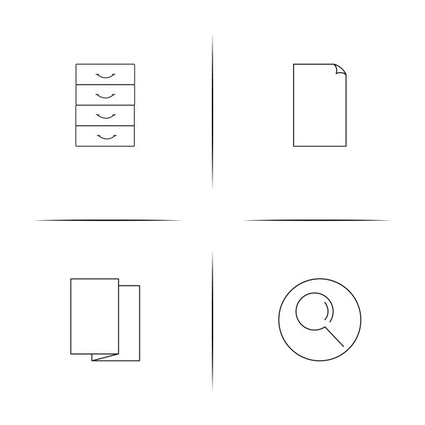 办公室简单的线性图标设置。简单的轮廓图标图片下载