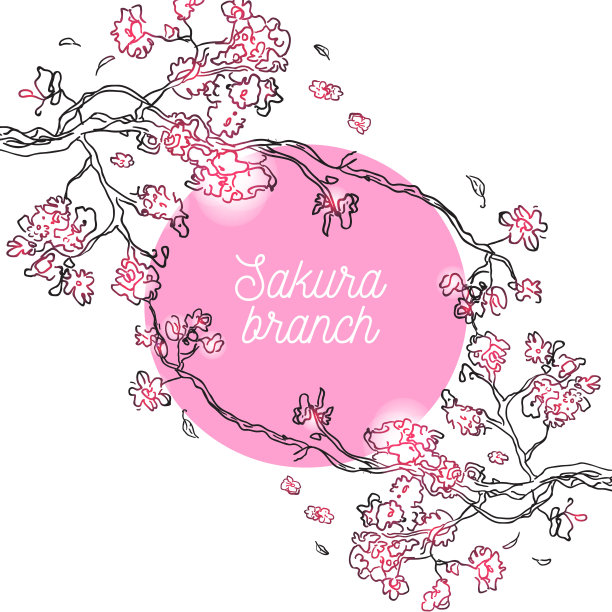 极简主义海报与樱花画图片下载