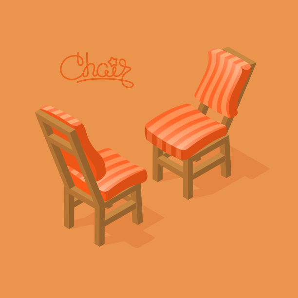 矢量插图的等距卡通椅子。正面和背面。图片下载