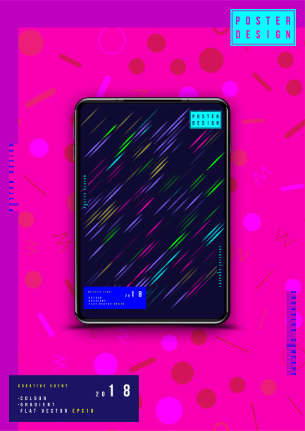 抽象创意设计海报在平板与流体和彩色梯度。模板的封面。平面矢量插图EPS 10图片下载