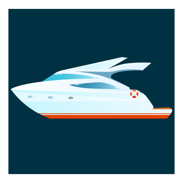 黑色背景上的卡通游艇。图片下载