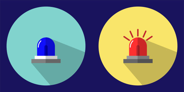 蓝红警示灯图标插画，可用作背景或印刷装饰素材图片