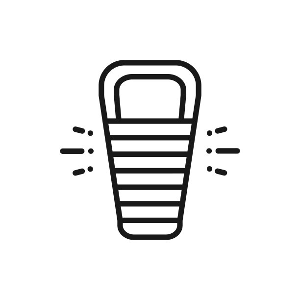 睡袋线图标。旅游睡袋。露营标志和标志。图片下载