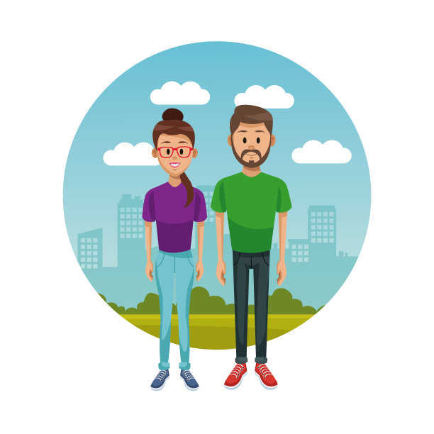 公园里的年轻情侣图片下载