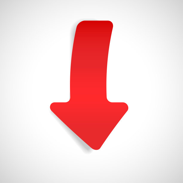 红色的向下箭头。无光泽的纸标签图片下载