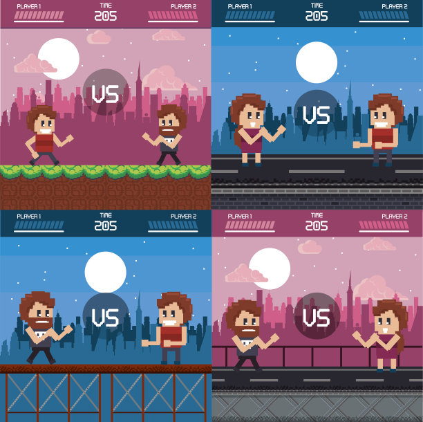 像素化的城市电子游戏场景图片下载