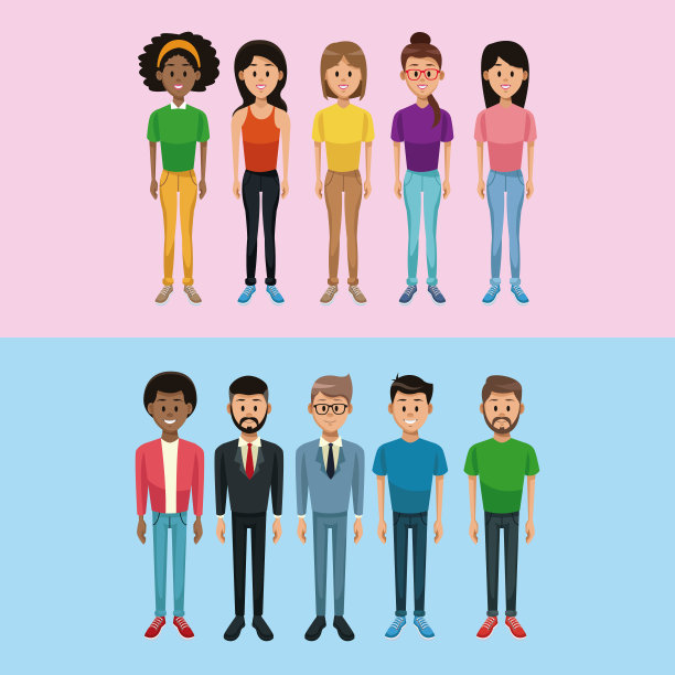 年轻男女的卡通图片下载