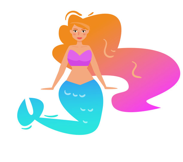 美人鱼。向量。卡通图片下载