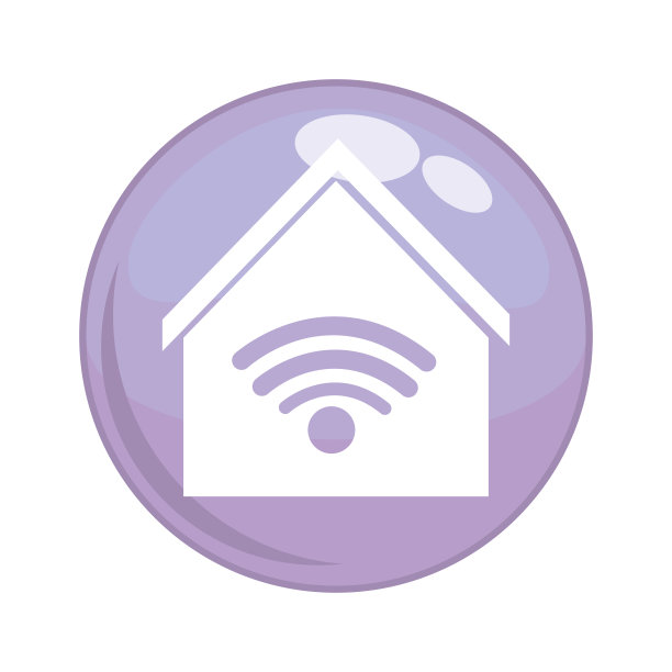 带有房屋建筑和wifi信号的按钮图片下载