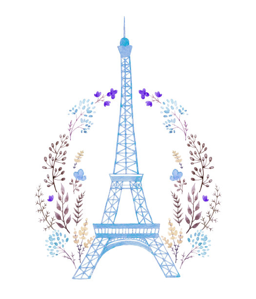 水彩埃菲尔铁塔图片下载