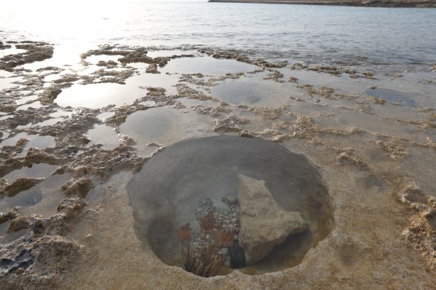 潮汐岩和潮汐池的圆形形状。图片下载
