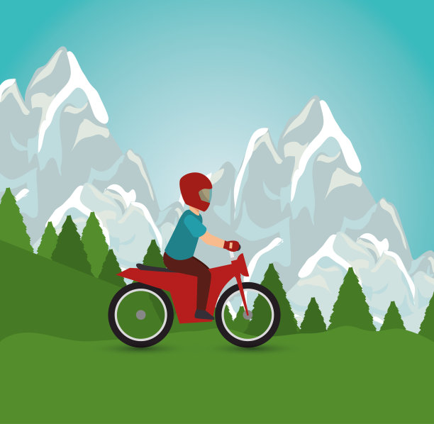 摩托车男子骑行景观设计图片下载