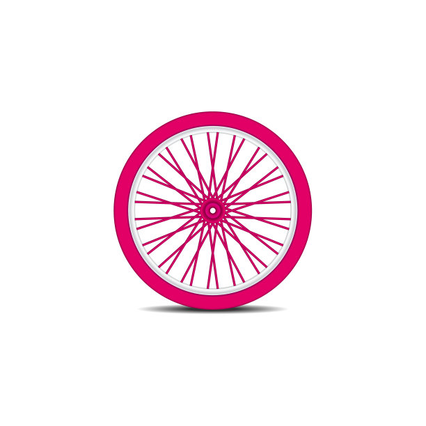 带有阴影的粉色自行车车轮设计图片下载