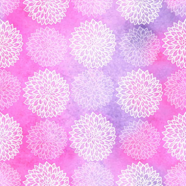 Dalhia无缝矢量模式-水墨绘画与水彩纹理图片下载