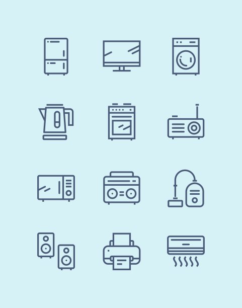家用电子电器、技术、小工具设备图标，适用于Web和移动设计包 1图片下载