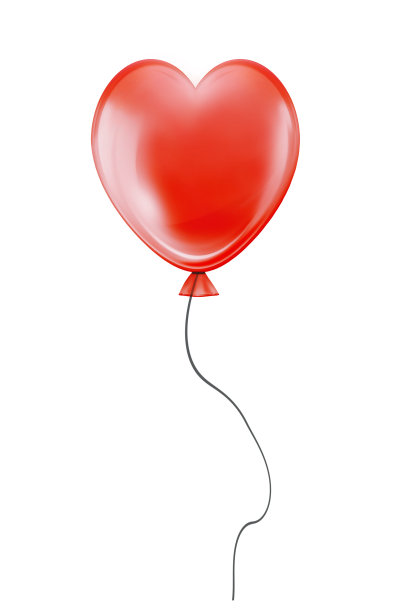 红心飞行气球孤立在白色背景图片下载