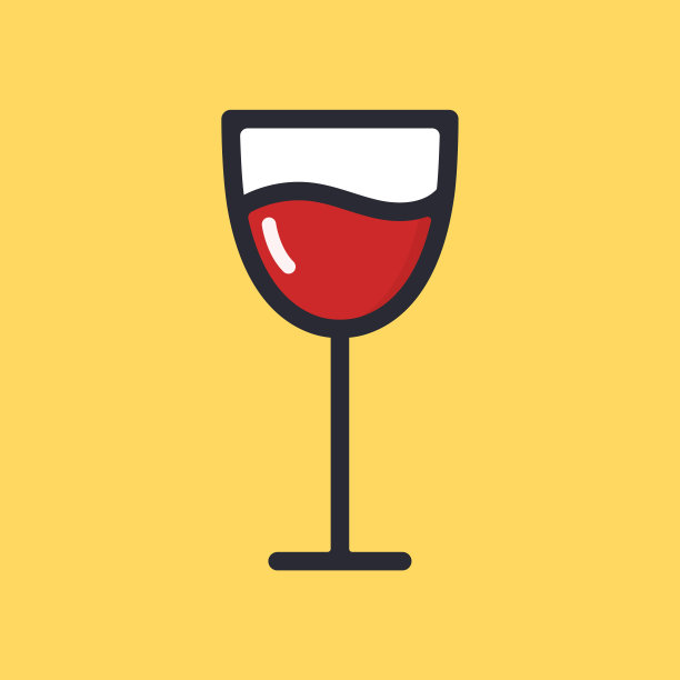 盛红酒的酒杯。卡通酒精图标。向量平板玻璃图片下载