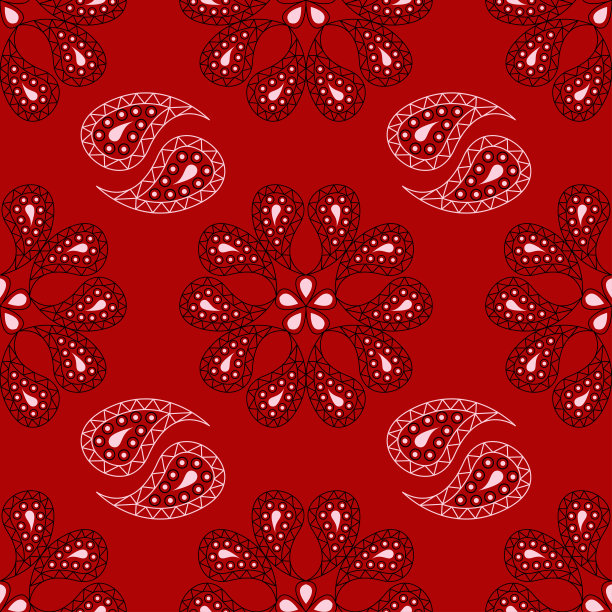 红色背景上的花无缝图案图片下载