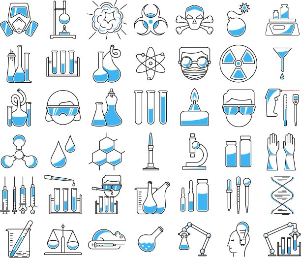 化学图标在线性风格图片下载