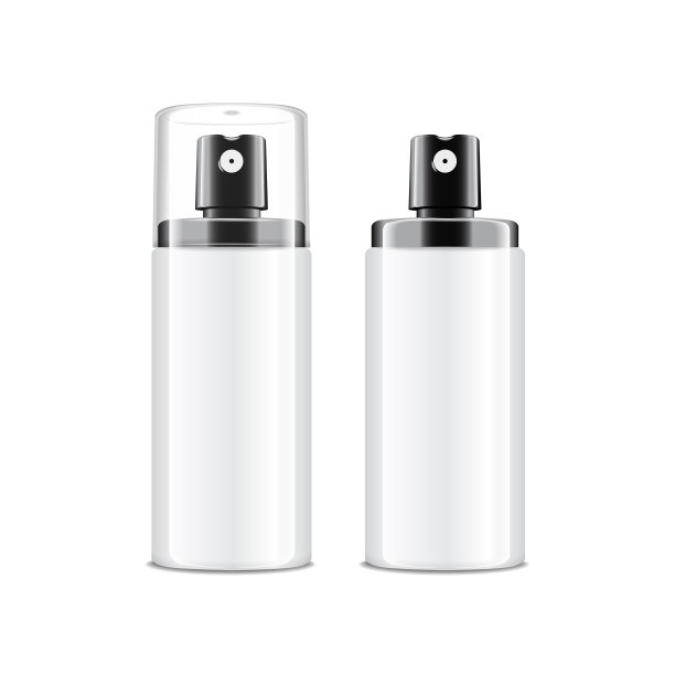 逼真的化妆品喷雾瓶。膏霜，香脂和其他化妆品的分配器。有盖子，没有盖子。矢量模板模拟你的设计在白色的背景图片下载