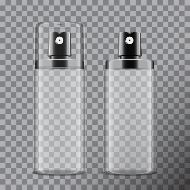 逼真的化妆品喷雾瓶。膏霜，香脂和其他化妆品的分配器。有盖子，没有盖子。矢量模板模拟你的设计在透明的背景图片下载