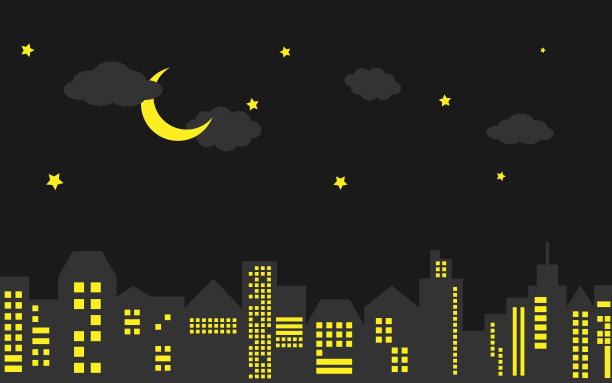 城市生活在夜晚，建筑和灯光，现代的生活方式素材图片