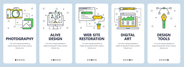 向量现代细线摄影垂直网横幅集图片下载