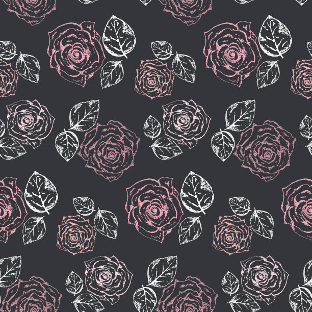 单色图案与突出的粉红色玫瑰图片下载