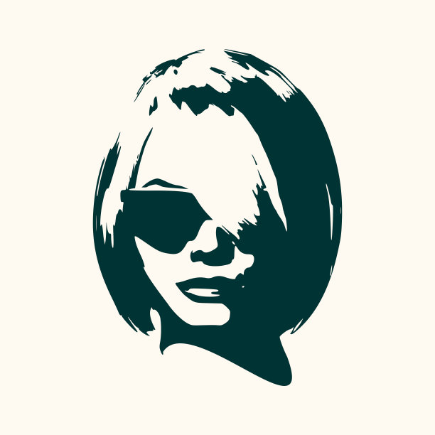 一个戴着黑墨镜的年轻女人的脸。图片下载