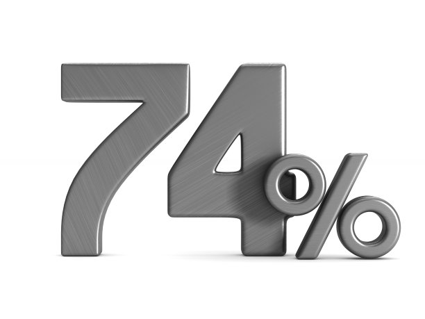 74%是白色背景。孤立的3 d演示图片下载