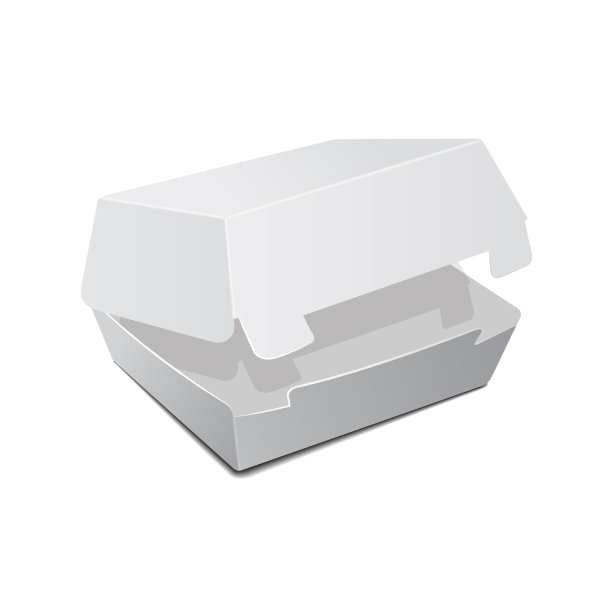 打开食品盒，包装的汉堡，午餐，快餐，三明治。矢量产品包装上的白色背景图片下载