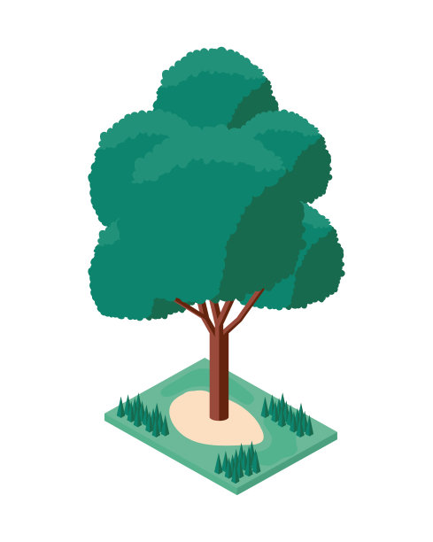 树植物迷你等距图标图片下载