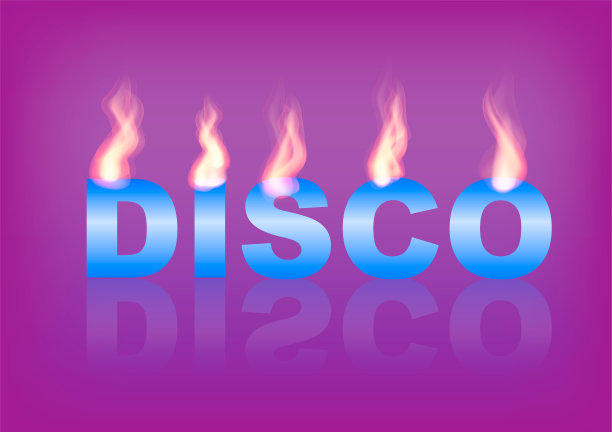 文字DISCO与火焰在紫色的背景。矢量插图。图片下载
