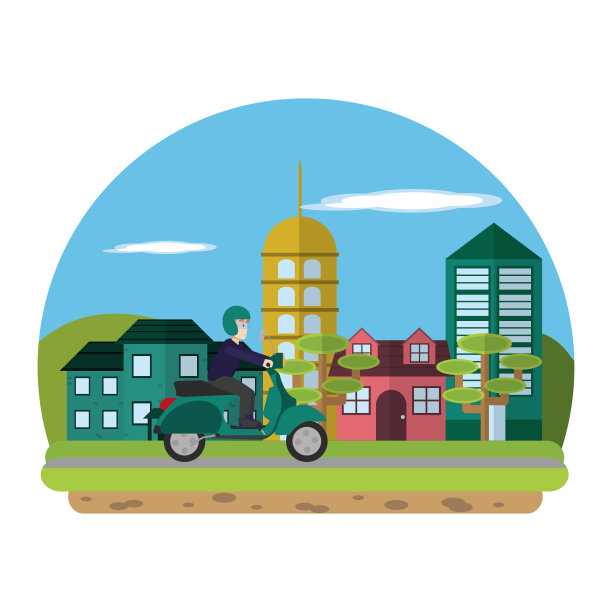 在城市里骑摩托车的人图片下载