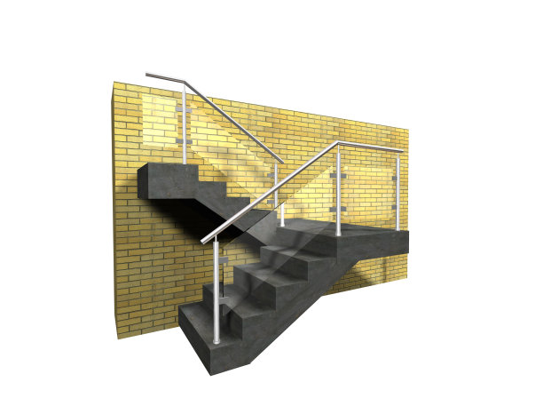 不锈钢栅栏与玻璃3D渲染图片下载