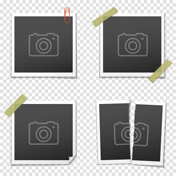 一套复古的相框在透明的背景图片下载